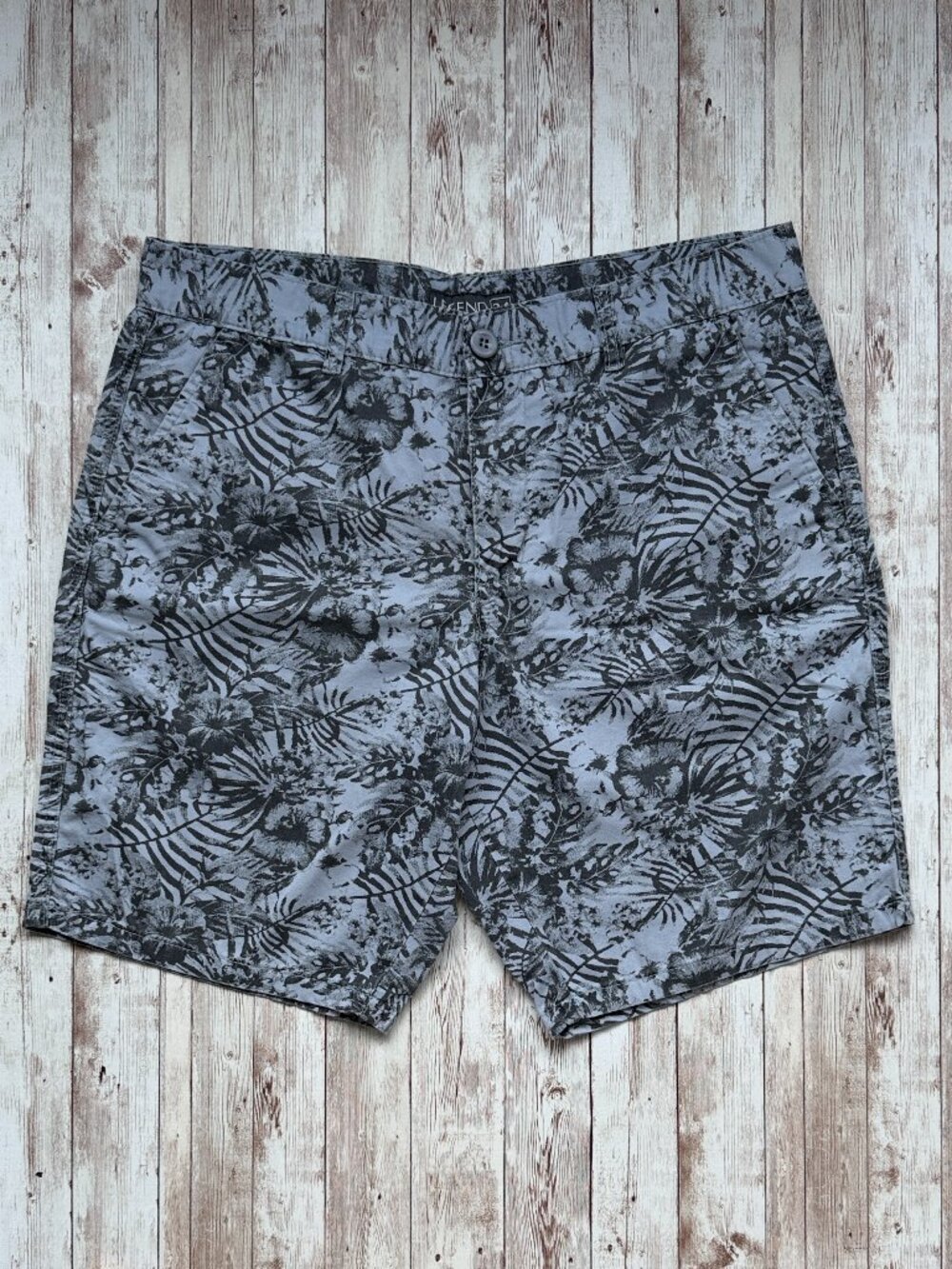 Legend Men's Floral Patterned Cotton Bermuda Shorts sz 34 Gray Blue Black